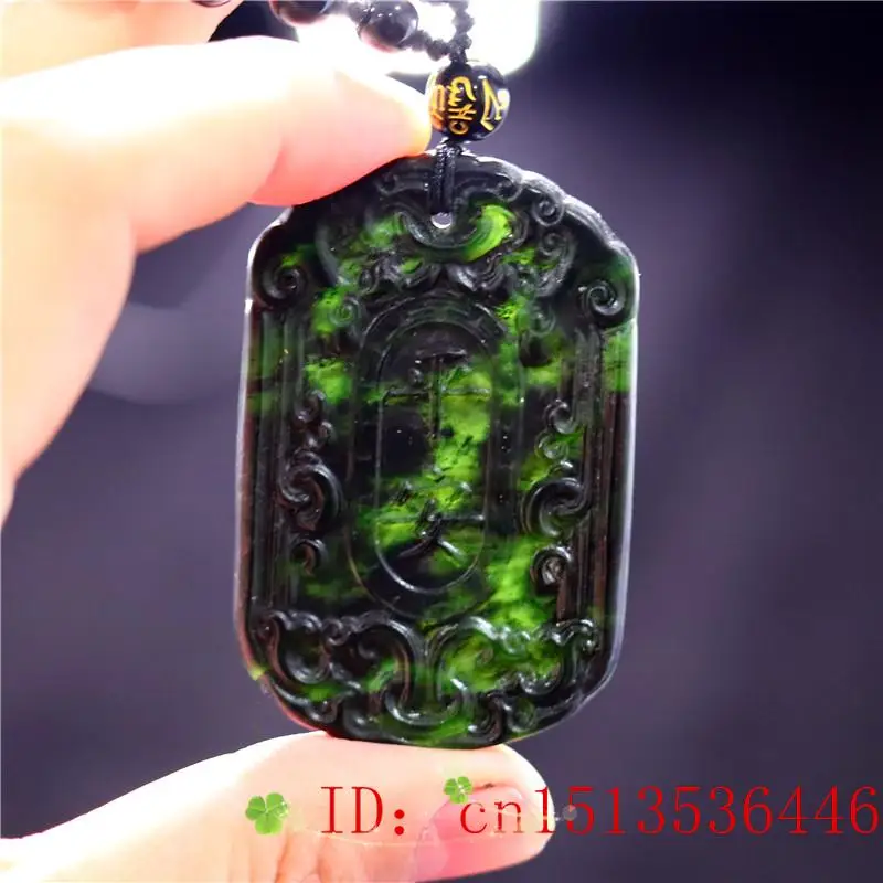 

Jade Chinese Style Pendant Necklace Fashion Charm Black Green Carved Jewellery Amulet Gifts Natural