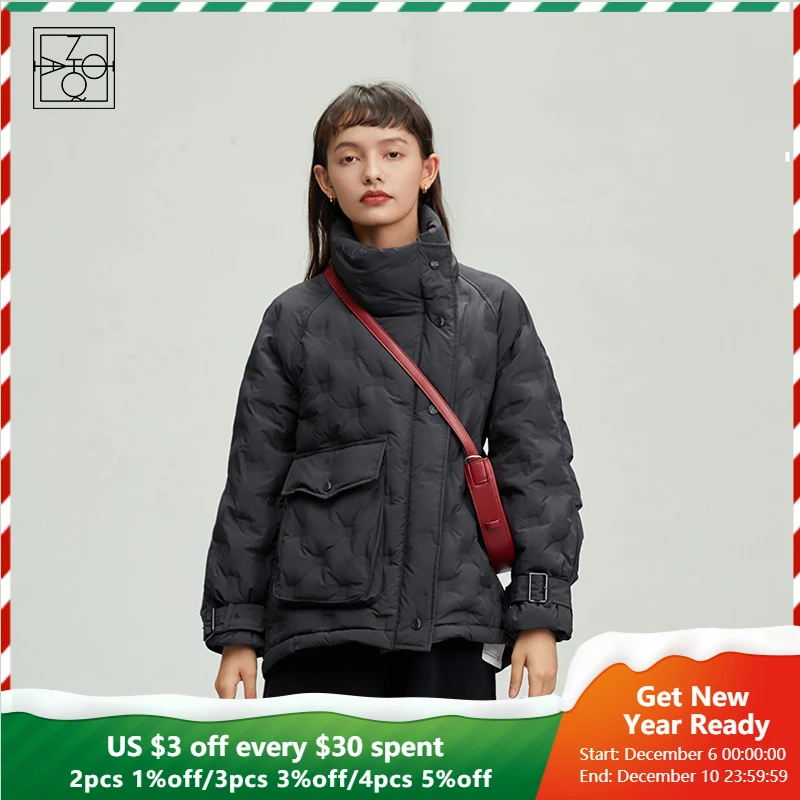 

Ziqiao Petite Size Short Black Down Jacket Women's Design Sense Of Minority Winter 2021 New Light Women White Down Jacket