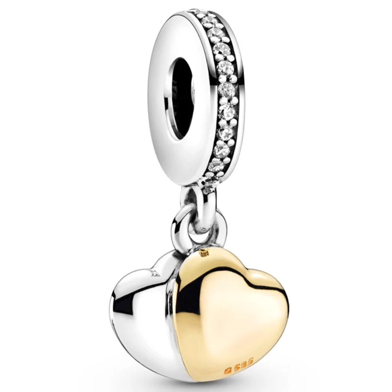 

Подвеска из серебра 925 пробы, двухцветная, с двойным сердцем