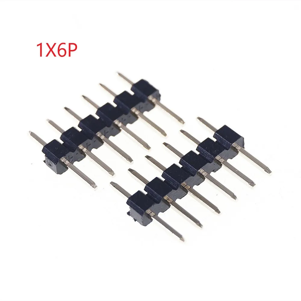 100 pcs 1x6 P 6 Pin 1.27 mm PCB Male Header Single row Straight PCB Through Hole Pin Headers Rohs Lead Free