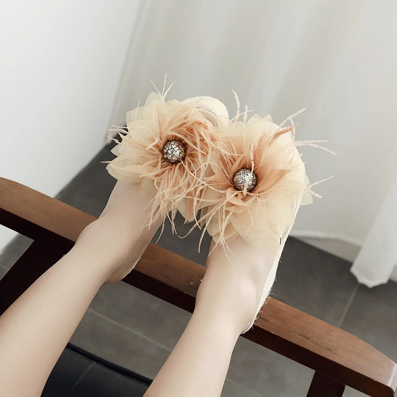

New Thick Heels Women Sandals Big Flower Wedges Heel Sandals Women