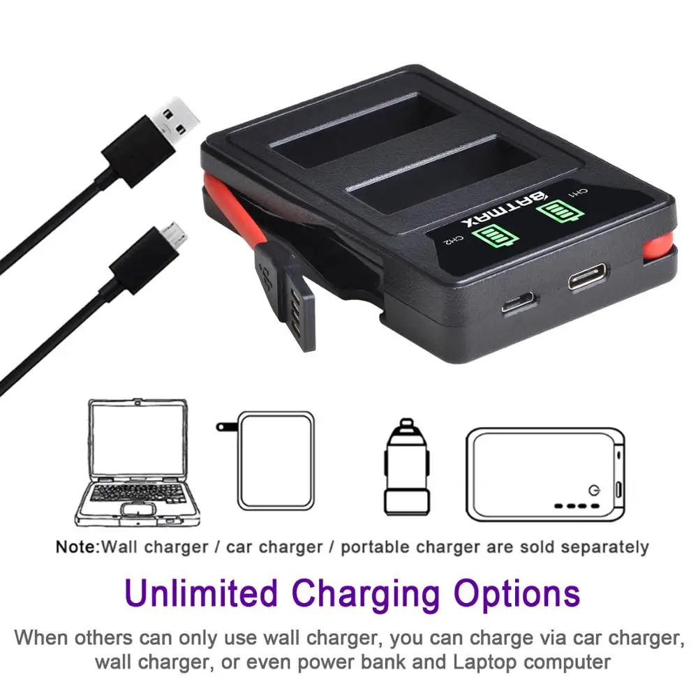 Аккумулятор Batmax для Olympus BLS5 новый светодиодный аккумулятор с двойным зарядным