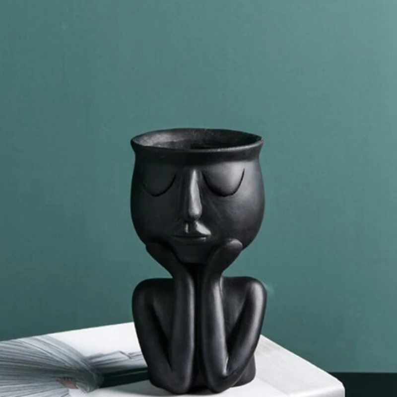 

3 Pcs Character Portrait Flower Pot Resin Succulent Plant Pot Abstract Face Flower Pot Household Desktop Vase