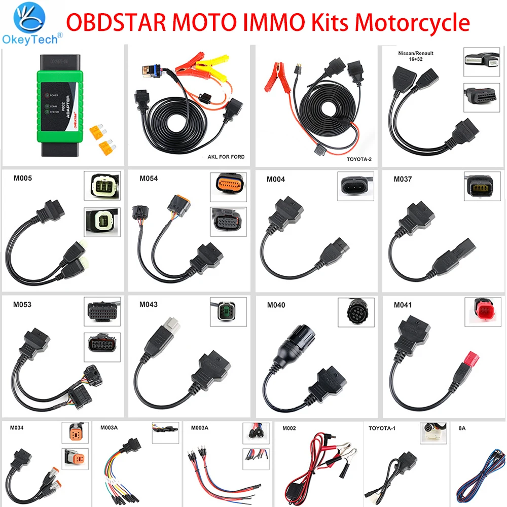 

OBDSTAR MOTO IMMO Kits Full/Basic Adapters Configuration 1/2 For Motorcycle OBD Key Programmer Tools For X300 DP Plus/X300 Pro4