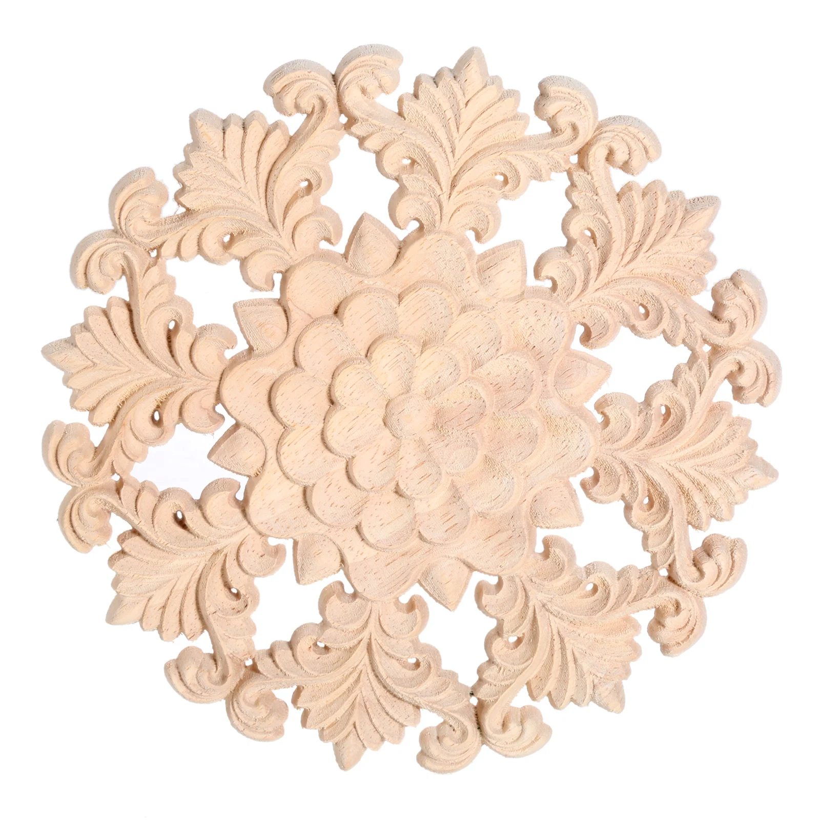 

1 pc classical wooden decals round carved wood carvings wall art supplies wood decoration home decorations wardrobe accessories