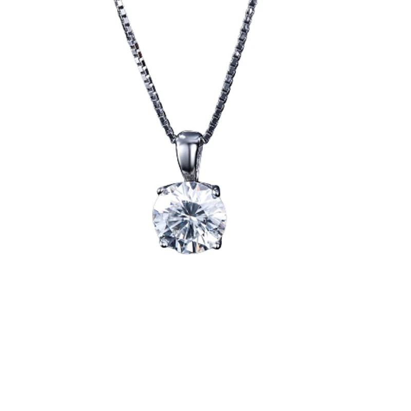 Круглые серебряные кулоны poethes Of Jew Store 1ct D VVS Роскошные Moissanite Weding для