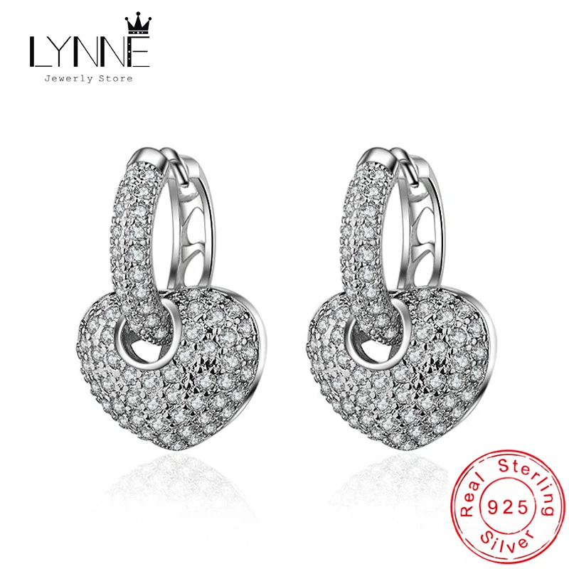 Подвеска в форме сердца стиле панк-рок с цирконием серьги-кольца двойного