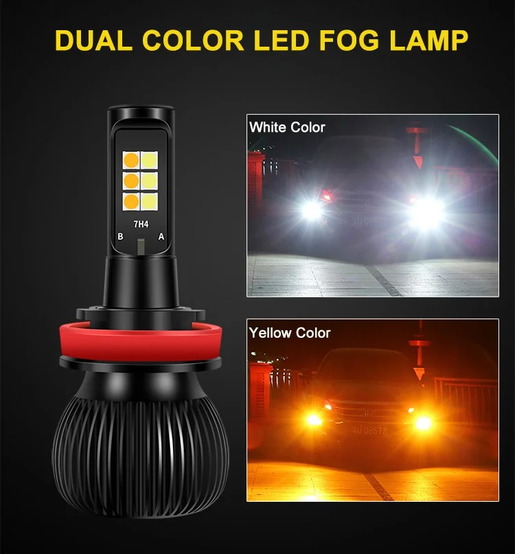 

X6 LED Car Bulb Fog Light H3 H11 H7 9005 HB3 9006 HB4 H27 880 LED Driving Headclight White Yellow ice blue Dual Color