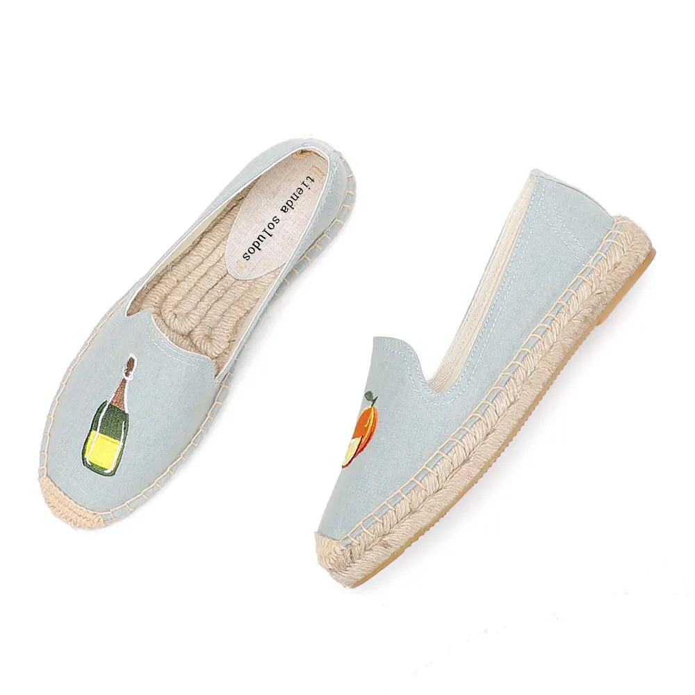 Женские эспадрильи на плоской платформе повседневные туфли из пеньковой резины