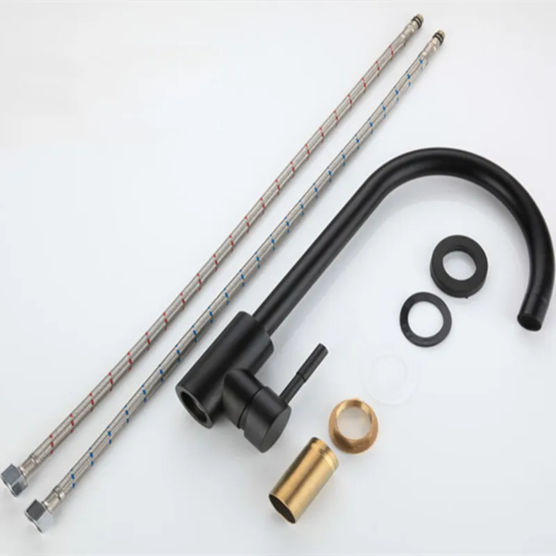 

New Black Kitchen Faucet Stainless Steel 360 Rotation Kitchen Sink Water Tap Hot and Cold Water Single Handle Mixing Faucet