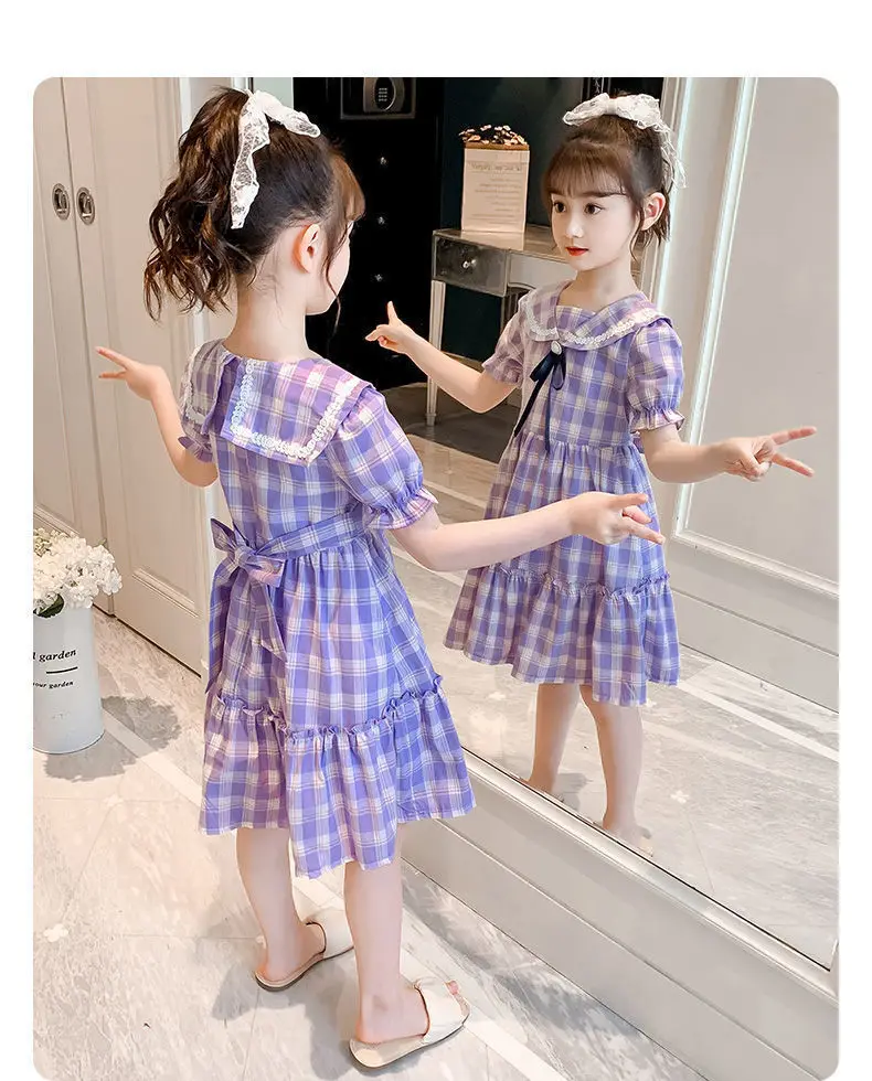 Новинка лета 2022 платье для девочек детские школьные платья в клетку костюмы
