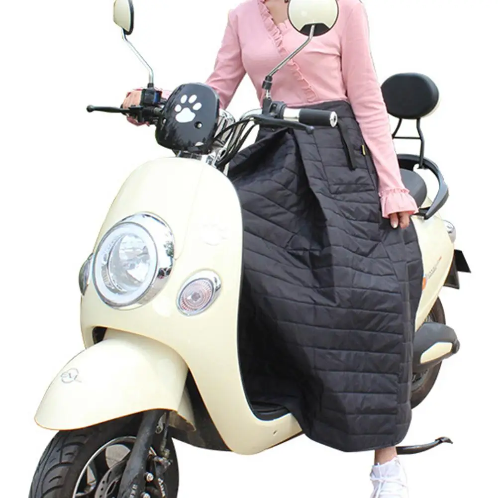 Winter Riding Windproof Warm Cotton Skirt Knee Leg Cover Waterproof Cold High Waist Electric Motorcycle Black |