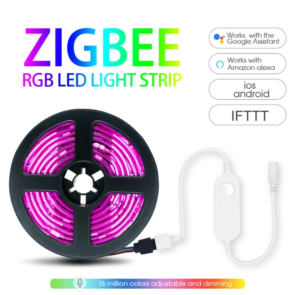 

Контроллер для светодиодной ленты Tuya ZigBee, RGB светильник контроллер для светодиодной ленты с регулятором яркости Zigbee