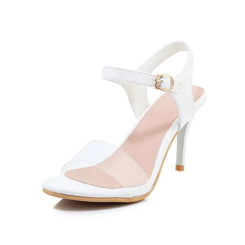 Босоножки на высоком каблуке с ремешком женские туфли летние прозрачные