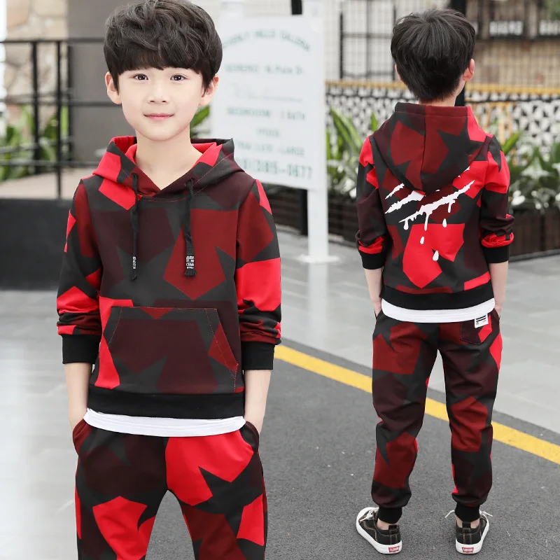 Teen Boys Clothes Set Kids Tracksuit Camouflage Costume Hoodies Tops Pants Children Clothing Outfits 4 6 8 9 10 12 14 Years | Детская