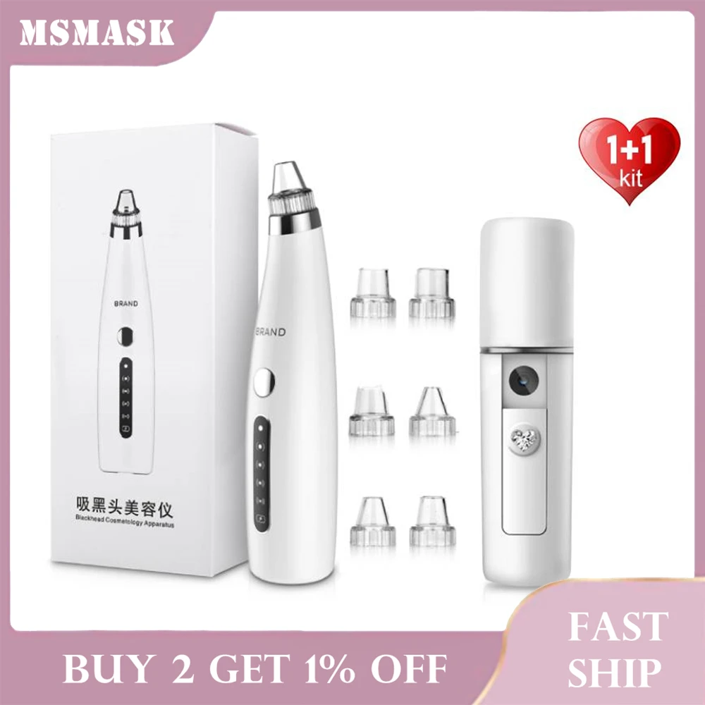 

Microdermabrasion Blackhead Remover Face Skin Vacuum Pore Cleaner Suction Acne Pimple Removal Tool + Mini Nano Facial Steamer