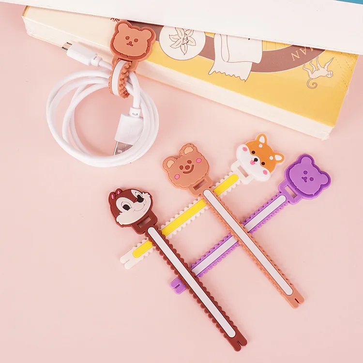 10 шт. милый мультфильм силиконовые намотки кабельдля передачи данных отожженной