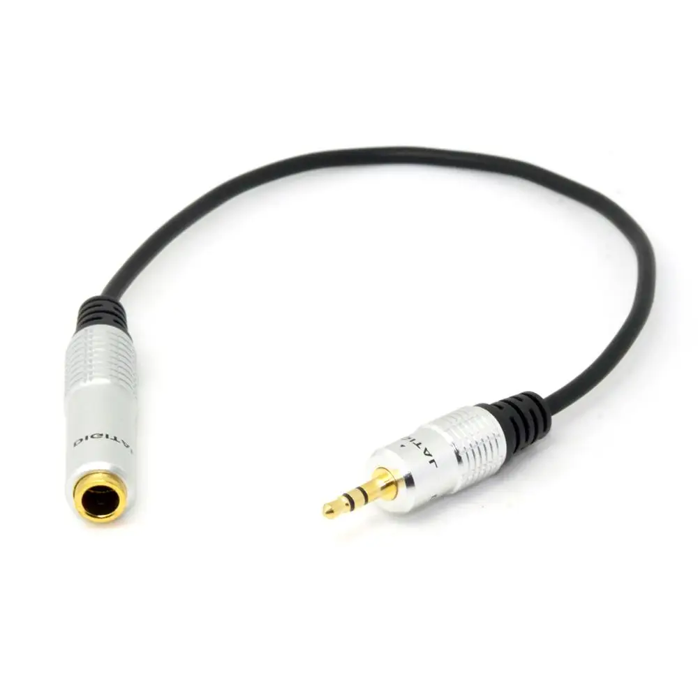 

6.35mm Female to 3.5mm Male Plug Jack Stereo Hifi Mic Audio Extension 0.3m Cable