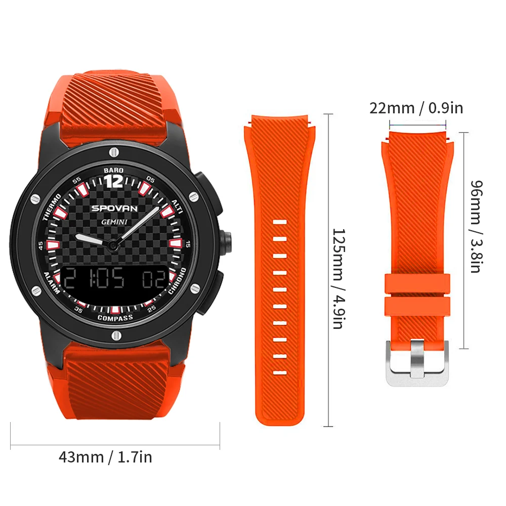 

Analog Compass Digital Dual Time Display Watch Outdoor Smart Sport Altimeter Barometer Thermometer Watch 50M Waterproof