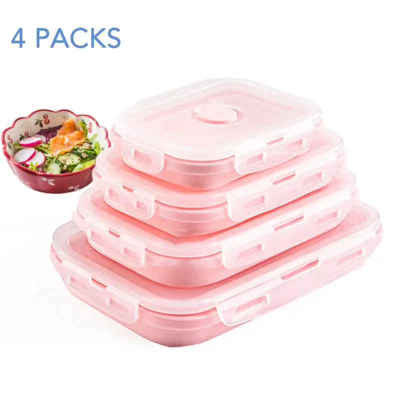 Квадратная силиконовая коробка для ленча контейнер хранения продуктов