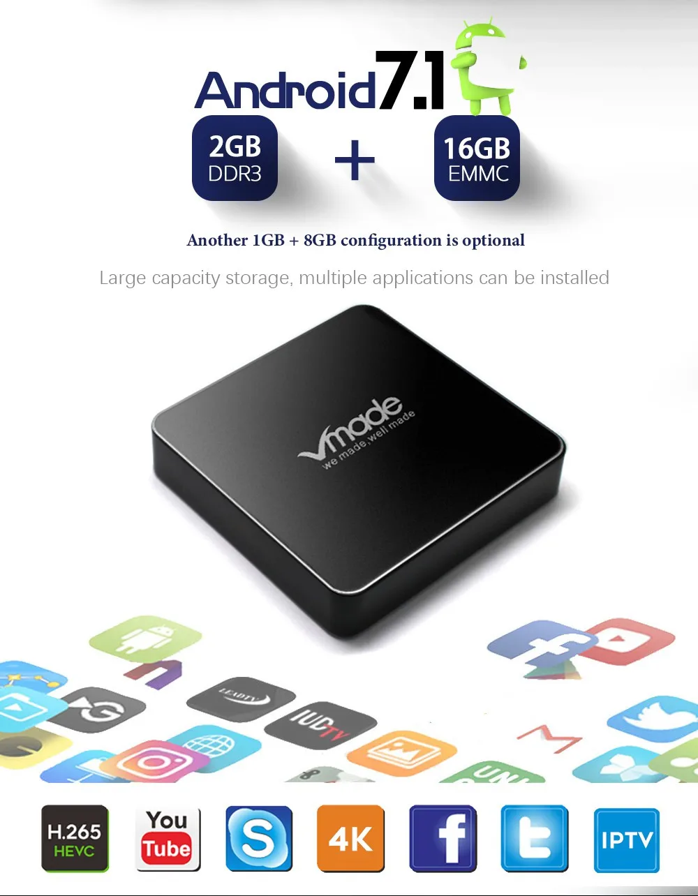 Vmade новейший V96 PRO Android 7 1 OS Amlogic S905W четырехъядерный Гб + 8 гб поддержка 802 11 b/G/n WIFI H.265
