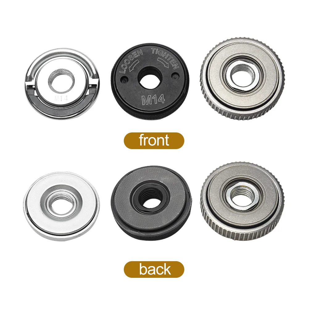 

3pcs Chuck Woodworker Power Tool Parts Flange Nut Set Alloy Steel Inner Outer Fixed Home Easy Install For M14 Angle Grinder
