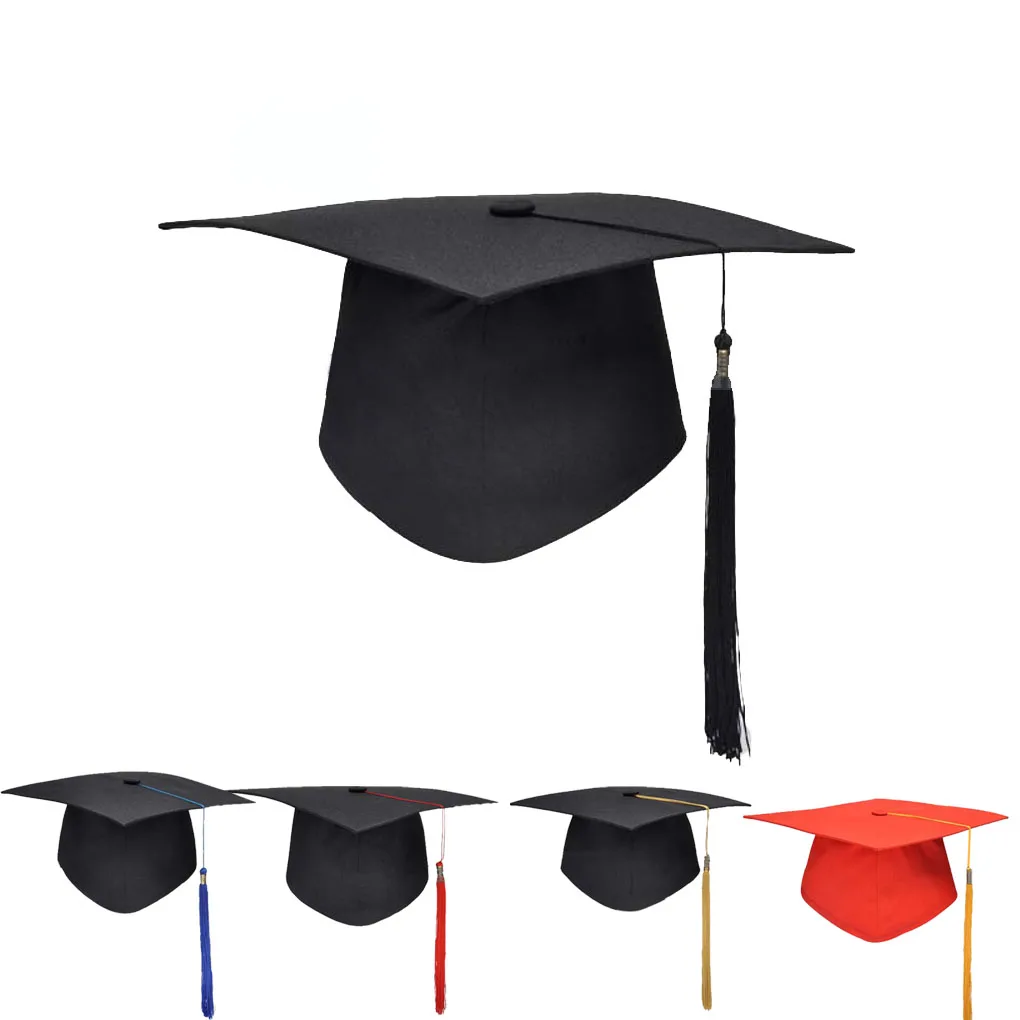 NEW High Quality Adult Bachelor Graduation Caps With Tassels University Bachelors Master Doctor Academic Hat Mortar Board