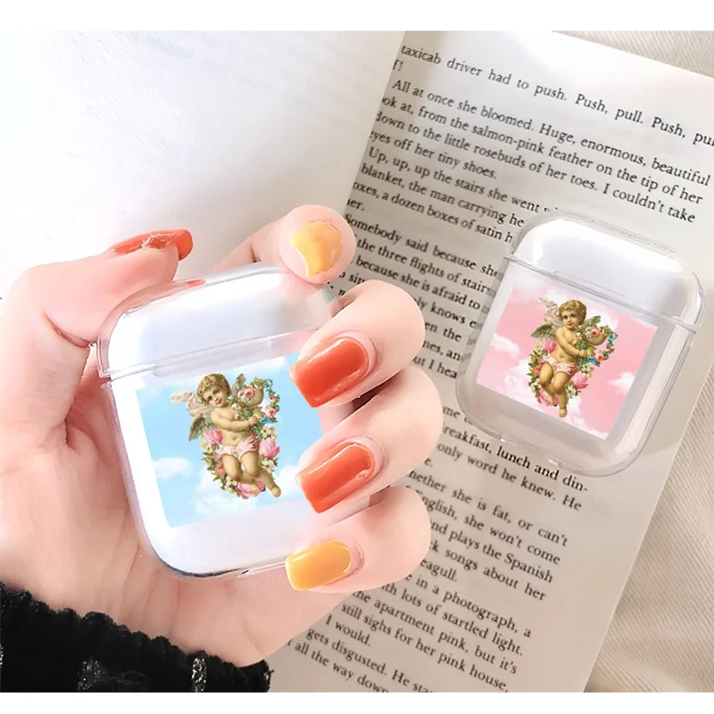 Мягкие милые наушники чехол для Apple airpods чехол Роскошный ангел ребенок прекрасный Air Pods чехол для Airpods 2 прозрачный, мягкий чехол