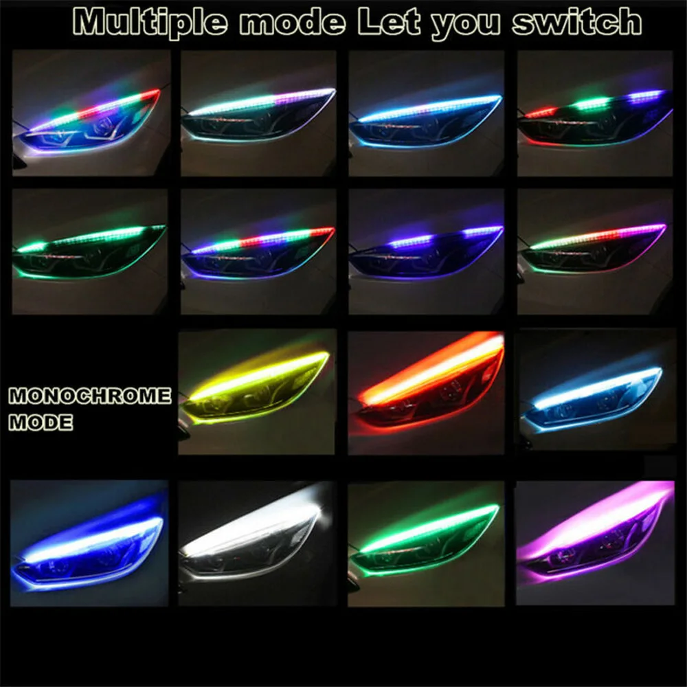 

Flexible Turn Signal Light 2pcs RGB LED Turn Signal Light Headlight Slim