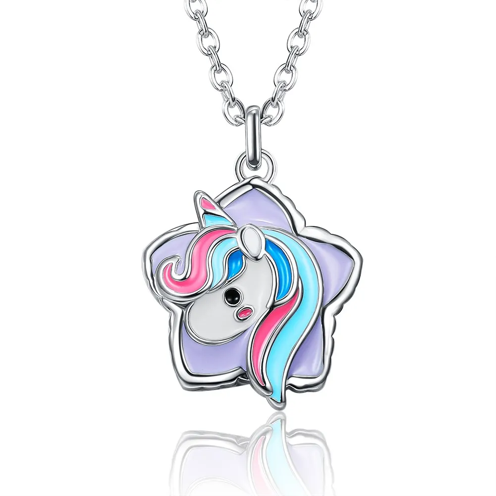 

Fashion Platinum Plated Necklace Unicorn Horse Head Lovely Sweet Style for Unisex Children Women LKN18KRGPN1249