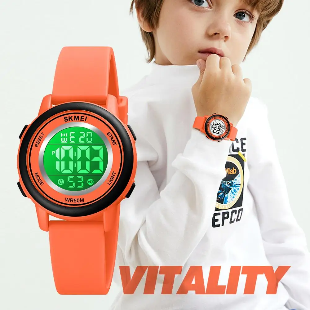 Часы SKMEI детские цифровые, спортивные водонепроницаемые электронные наручные в стиле милитари, с секундомером, подарок для мальчиков и дево... от AliExpress RU&CIS NEW