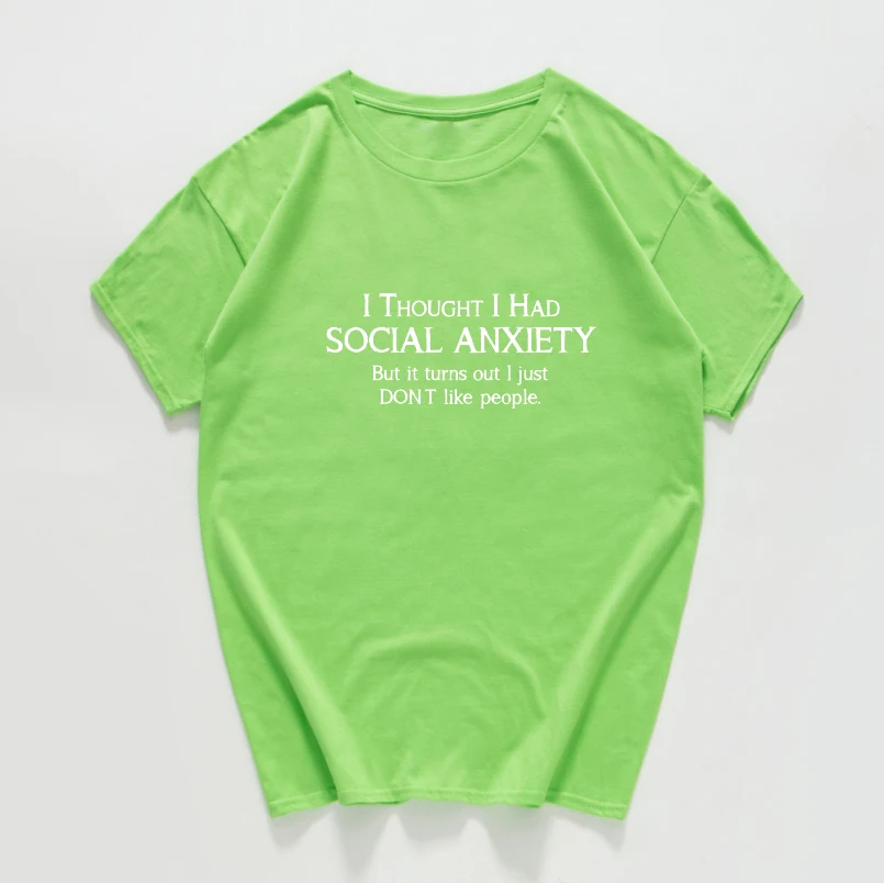 

Social Anxity Printing T-shirt Women Casual Tees Funny O-neck Tops Girls Summer Short Sleeve Tops Hip Hop Tees