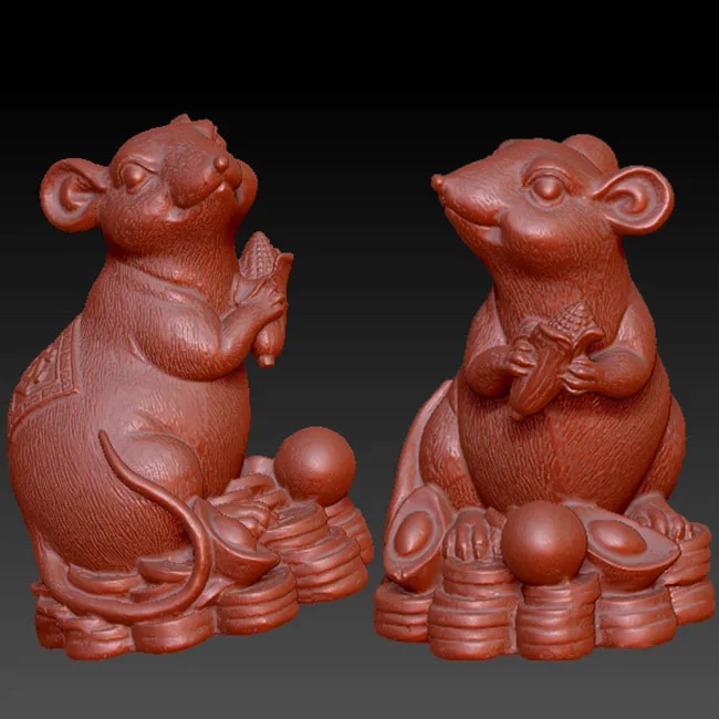 Симпатичная маленькая мышь 3d модель для ЧПУ или 3D принтеров в формате STL Lucky Mouse