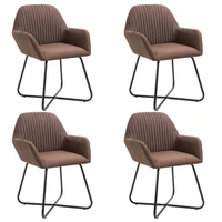 dining chairs 4 pcs brown fabric