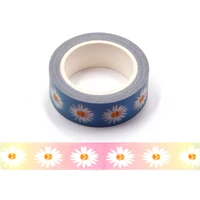 1pc 15mm10m rainbow chrysanthemum flower designs wide washi tape scrapbooking japanese album diy decorative tape set