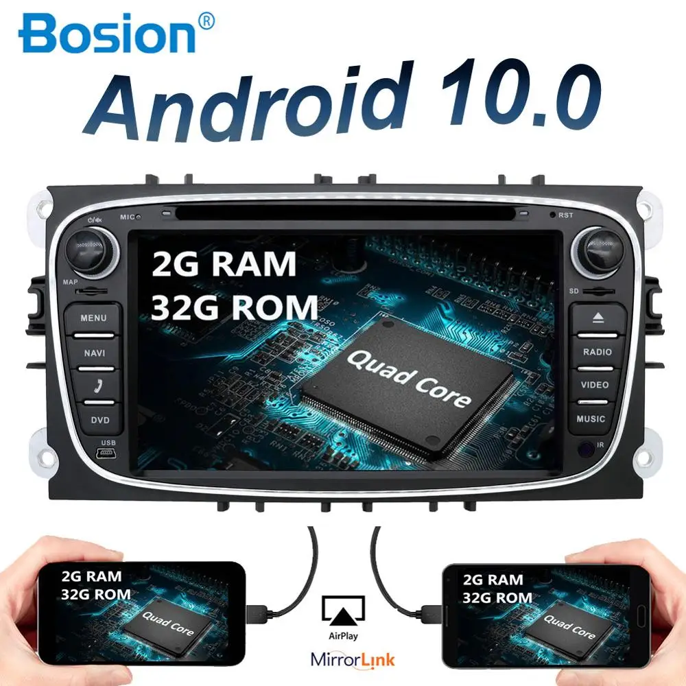 7 ''Авторадио Android 10 0 четырехъядерный автомобильный DVD плеер GPS карты DAB + для Ford