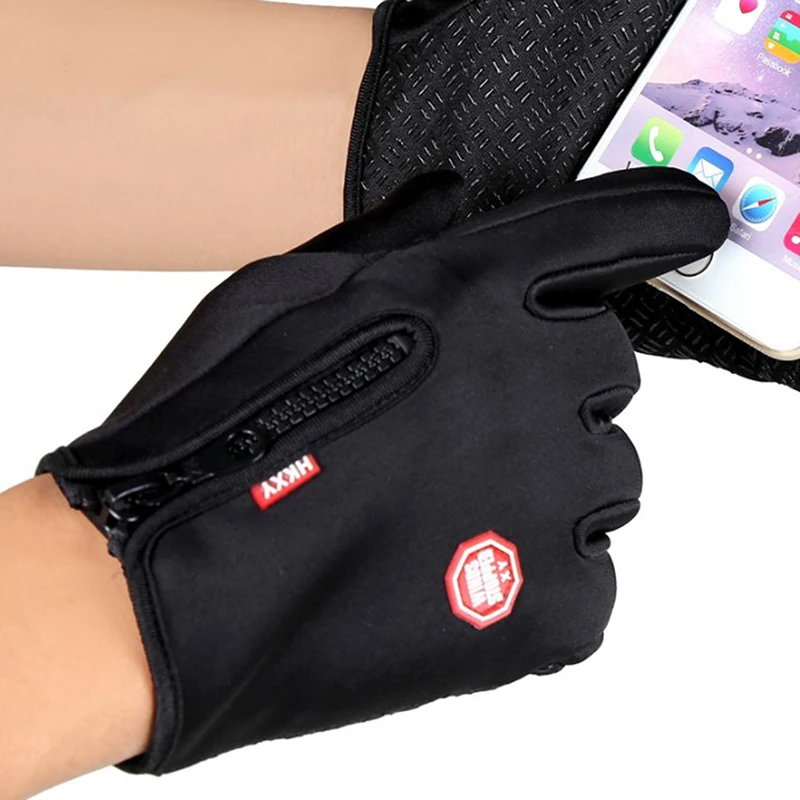

1Pair Winter Cycling Gloves Thermal Warm Touchscreen Gloves Outdoor Cycling Gloves Zipper Windproof Skidproof M,L,XL Outdoor