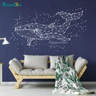 Настенная Наклейка большого размера с изображением китов и звезд, неба, неба, офисный декор, гостиная, виниловые художественные фрески, самоклеящиеся BB491