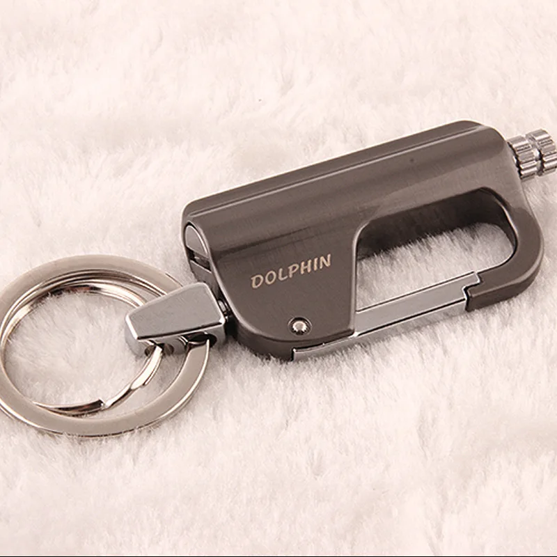 Металлическая огненная зажигалка с кольцом брелоком компактная