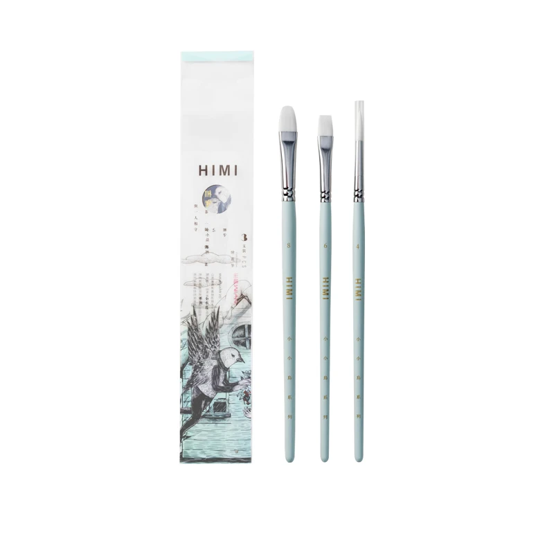 HIMI Gouache Paint Brushes Set 3 Pcs for Acrylic Oil Watercolor Face & Body Painting Nice Gift Art hobbyist Kids Adult | Канцтовары