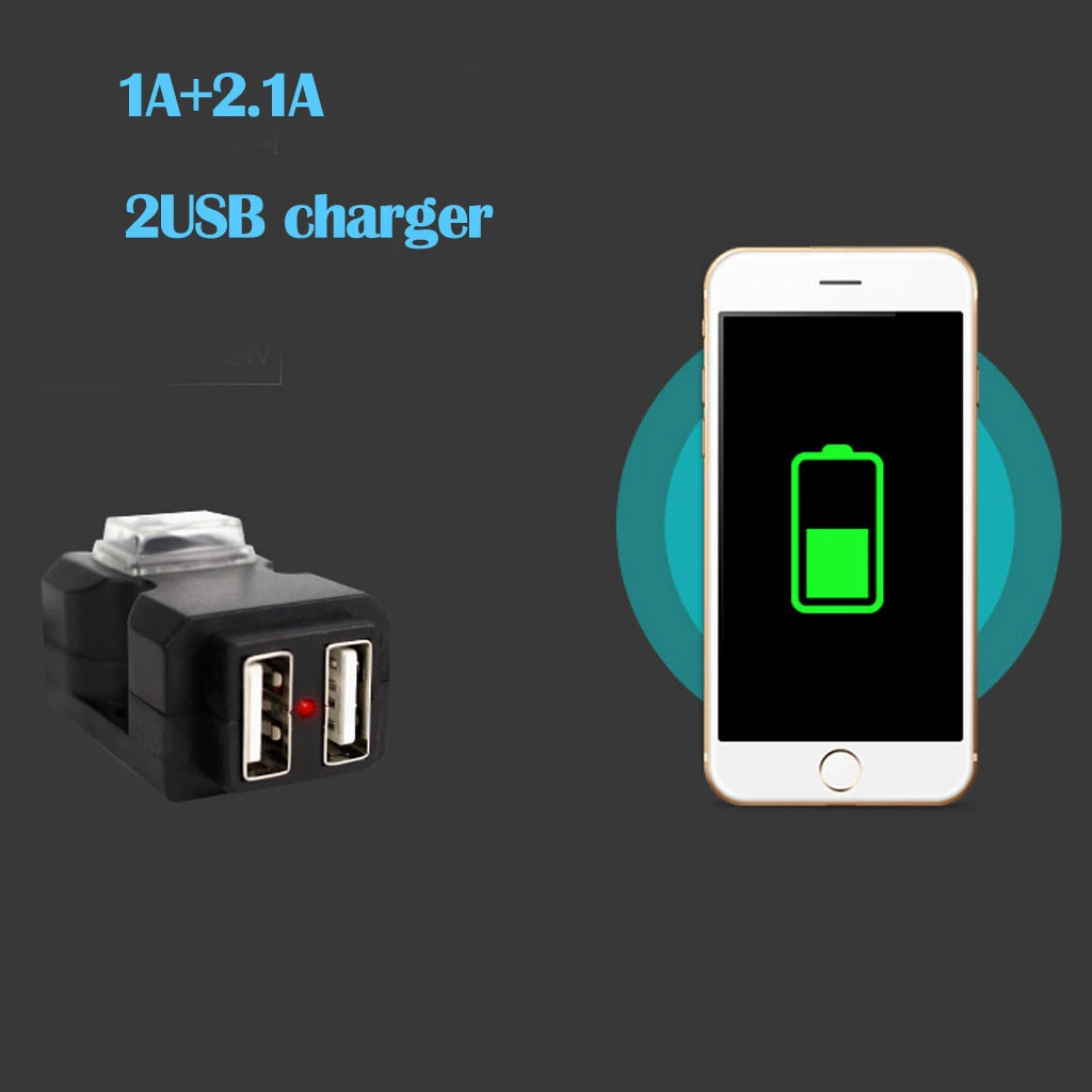

12V Motorcycle Motorbike Handlebar Dual USB Socket Splitter Charger Power Adapter Universal Waterproof for Mobile Phone