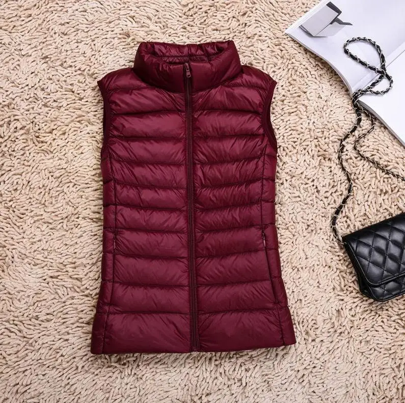 

Down Women Sleeveless Vest 2022 Autumn Winter Women's Ultra Light 90% White Duck Slim Jacket Windproof Warm Waistcoat