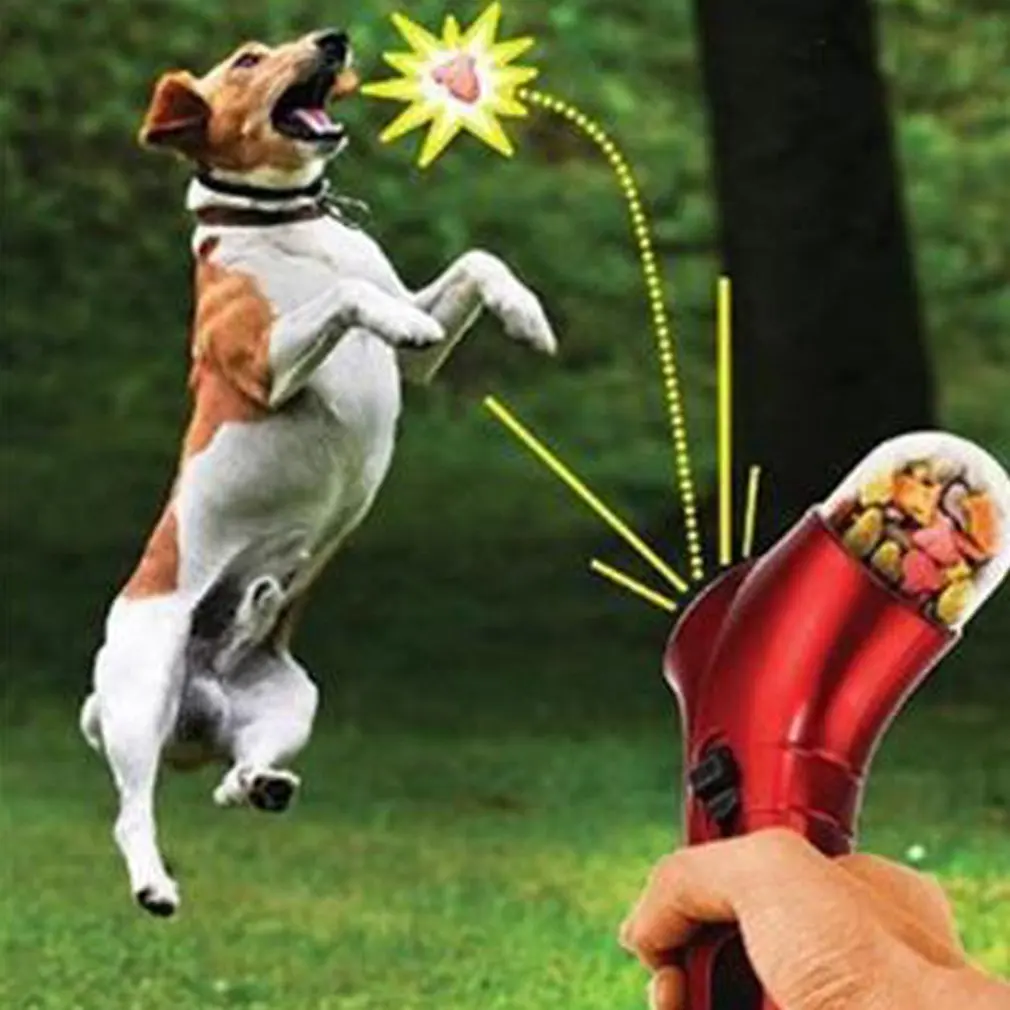 Dog Cat Treat Snack Launcher Food Feeder Toy gun shape Catapult Pet Interactive Training Tool pet supplies | Дом и сад