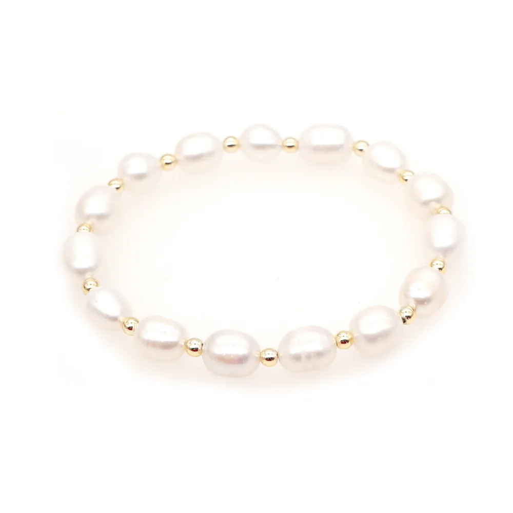 

2021 New Fashion Trend Natural Freshwater Pearl Bracelet White Round Beaded Bracelet for Men and Women