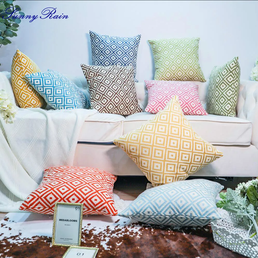 SunnyRain 2-piece Хлопок геометрические подушки крышка Декоративные Чехлы на подушку