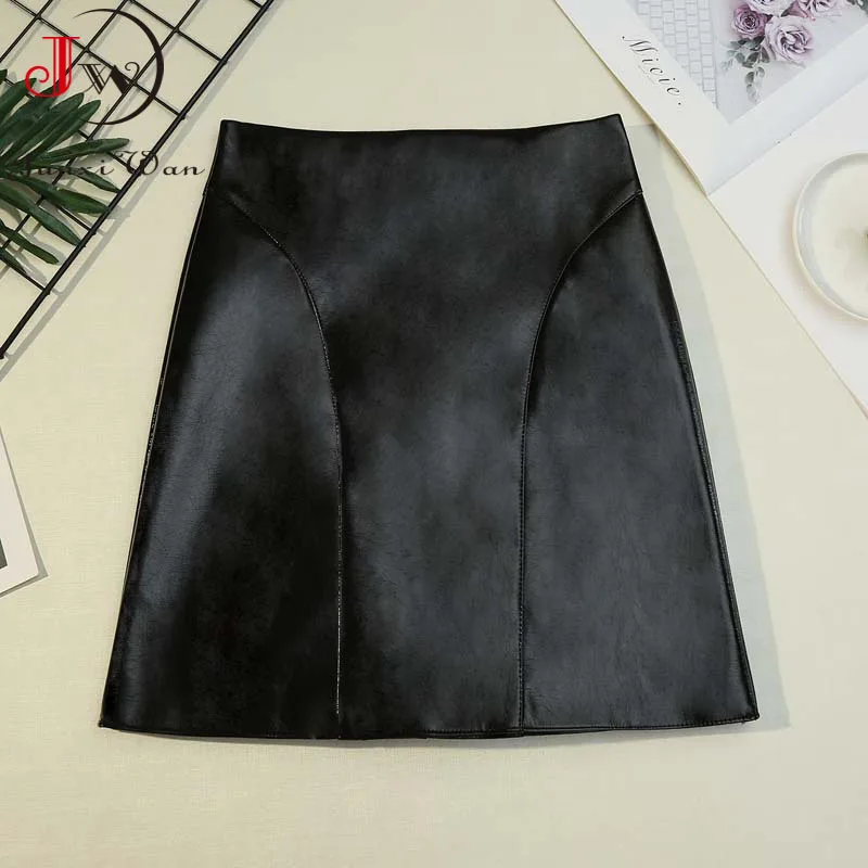 

Women Sexy Spring Autumn Solid PU Leathe Mini Skirt Fashion High Waist Bodycon Short Skirt Faldas