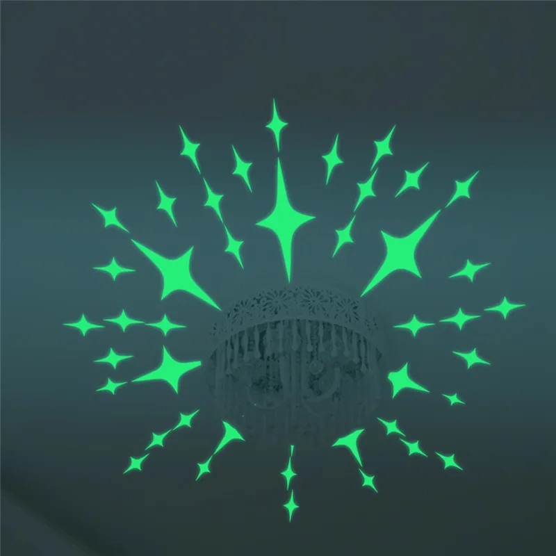 22 шт. ФЛУОРЕСЦЕНТНОЕ мерцание мигание звёзды Наклейка на стену домашний декор