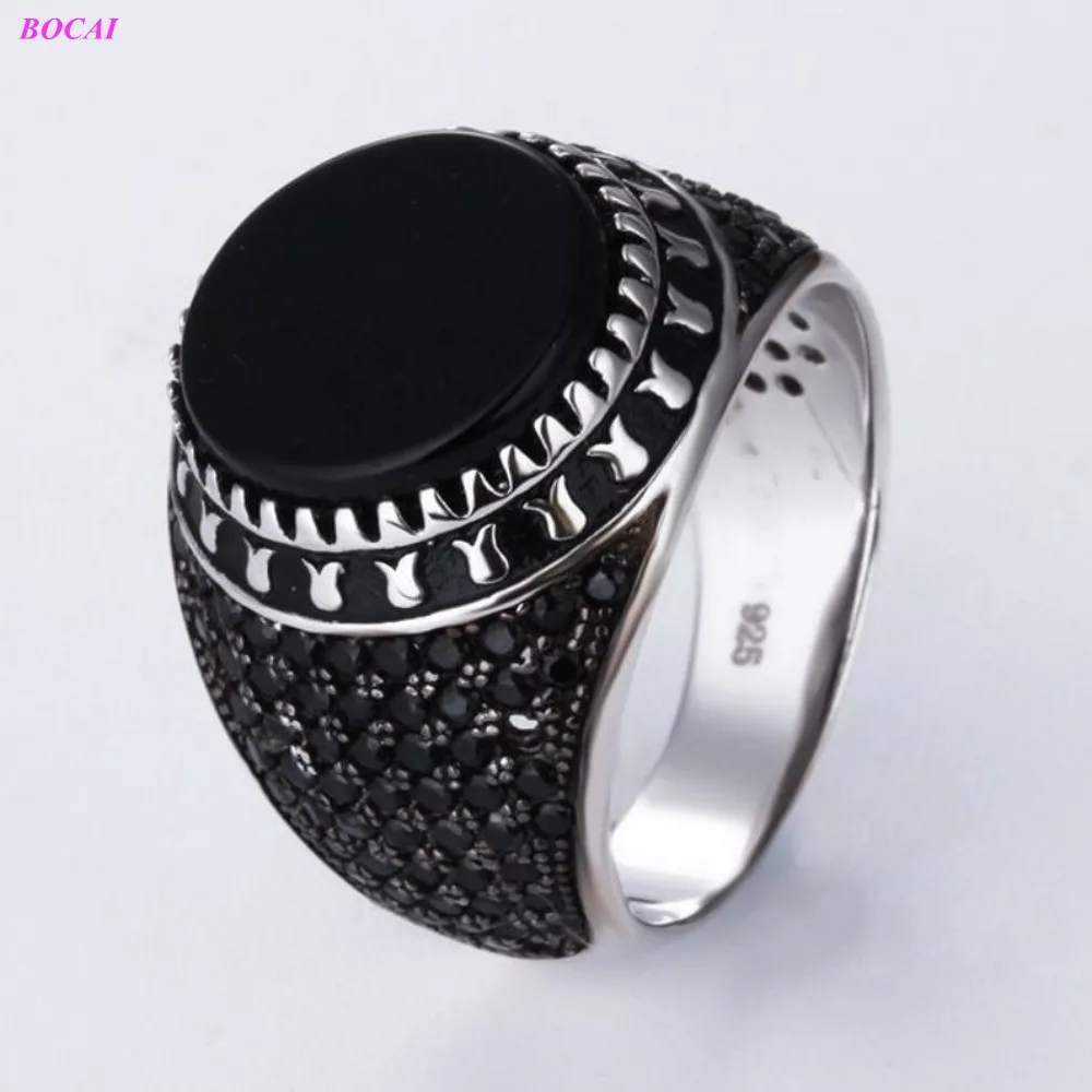 

BOCAI S925 Sterling Silver Rings 2022 New Fashion Personality Popular Agate Pure Argetum Jewelry for Men