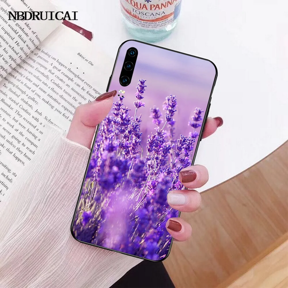 Мягкий черный чехол для телефона NBDRUICAI с лавандой и фиолетовыми цветами Huawei Honor 20