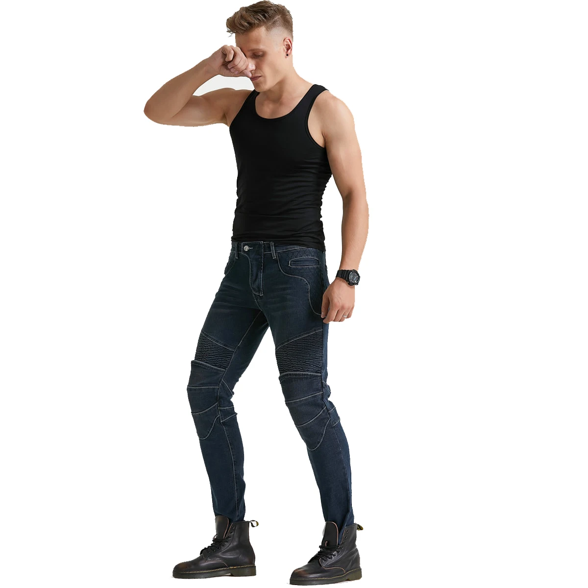 Men Biker Jeans Denim Motorcycle Motorbike Riding Pants Motocross Racing Anti-fall Trousers With CE Armored Upgrade Knee Hip Pad |